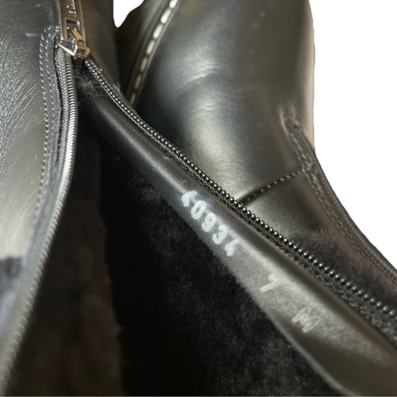 LA CANADIENNE Abba Shearling Lined Waterproof Boots Black Leather Front Zip - Picture 6 of 9